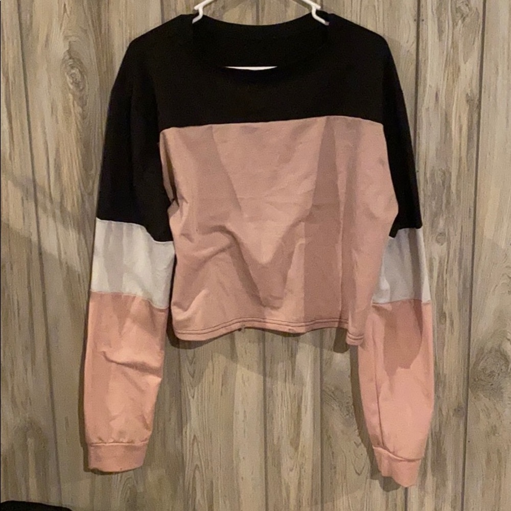Pink, White and Black Croptop